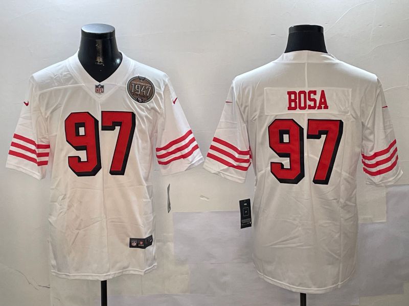 Men San Francisco 49ers #97 Bosa White Throwback 2024 Nike Limited NFL Jersey style 01041